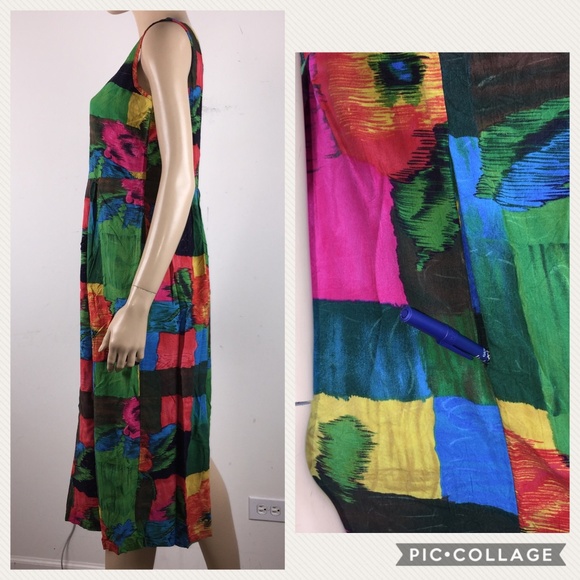 Jams World M Hawaiian Dress Rayon Floral Abstract - Picture 3 of 8